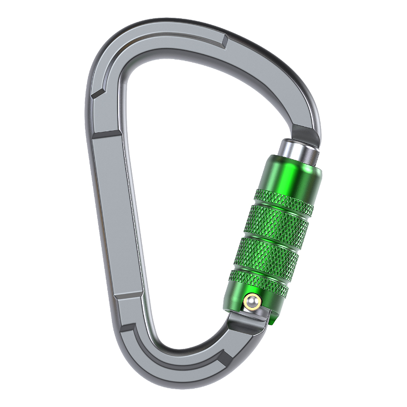 Mountaineering Buckle Outdoor Climbing Equipment Wear Resistant Pear Shaped Automatic Lock Safety Hook Aluminum Alloy Automatic 3-Section Main Lock