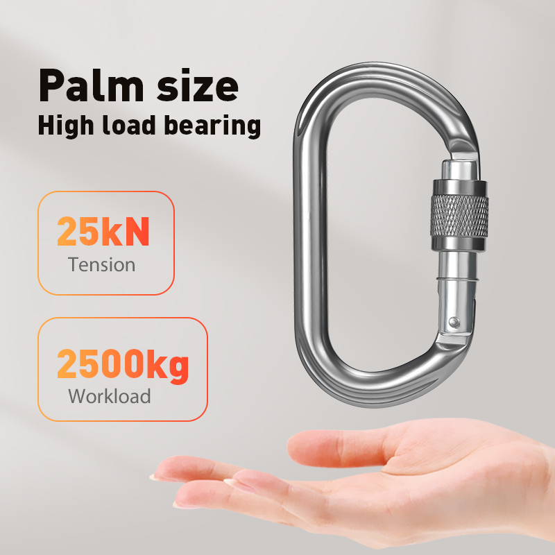 Mountaineering Buckle Outdoor Mountaineering Climbing Equipment Wear Resistant O-shaped Safety Hook Aluminum Alloy Threaded Main Lock