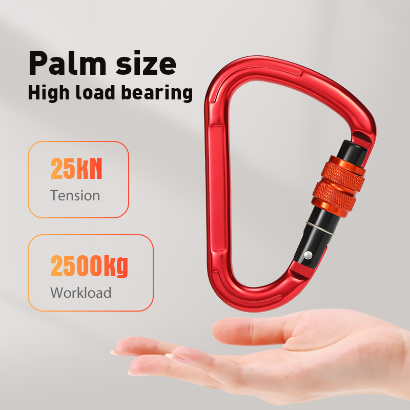 Mountaineering Buckle Outdoor Climbing Equipment Wear Resistant Pear Shaped Safety Hook Aluminum Alloy Threaded Main Lock
