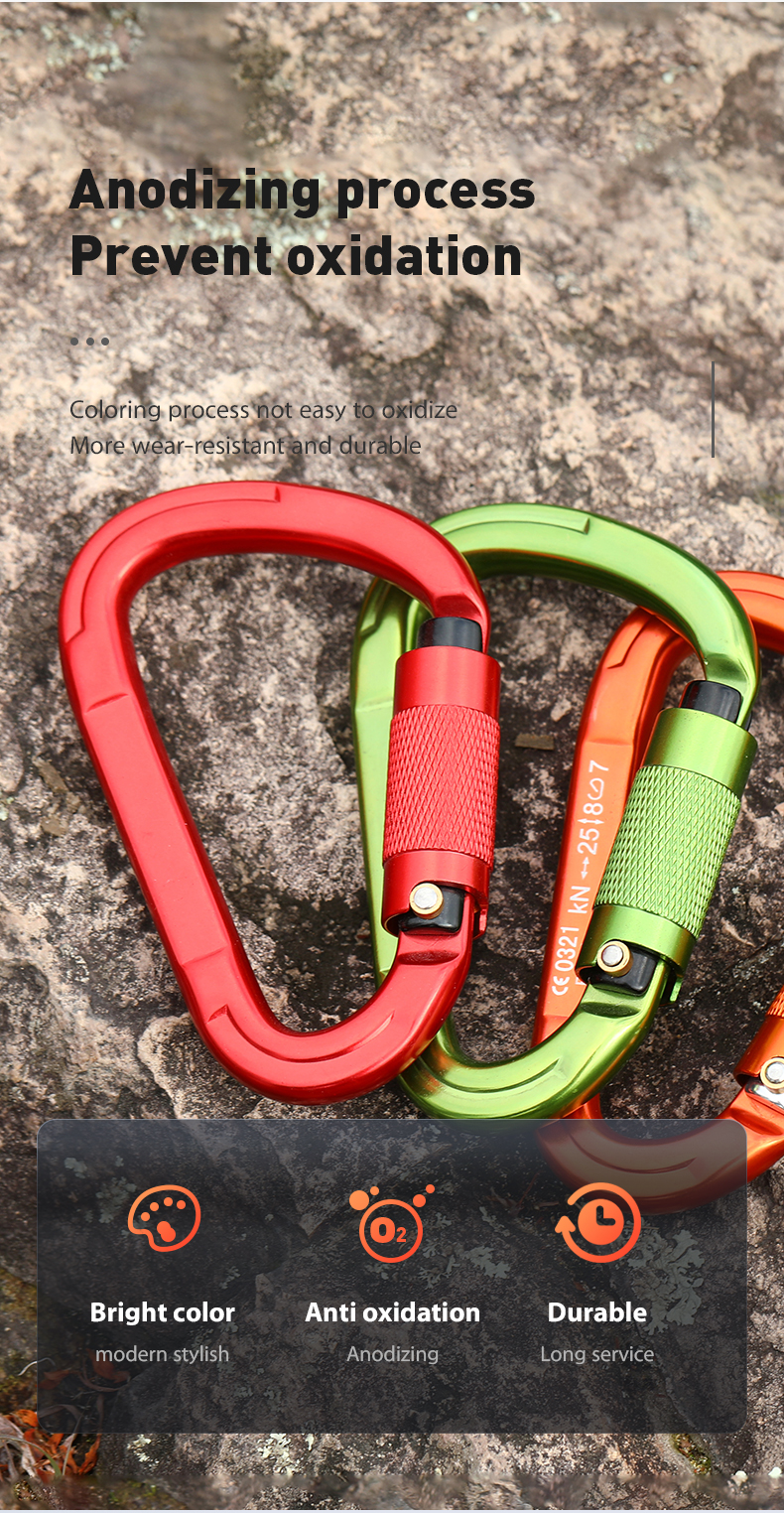 Mountaineering Buckle Outdoor Climbing Equipment Wear Resistant Pear Shaped Automatic Lock Safety Hook Aluminum Alloy Automatic 2-Stage Main Lock Mountaineering Buckle Outdoor Climbing Equipment Wear Resistant Pear Shaped Automatic Lock Safety Hook Aluminum Alloy Automatic 2-Stage Main Lock