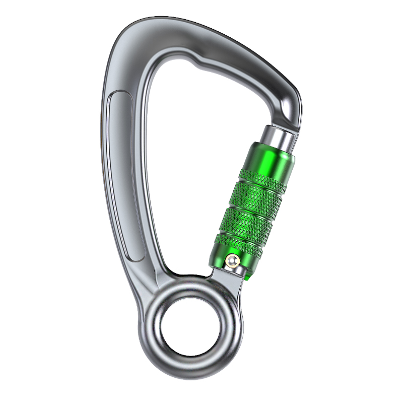Mountaineering Buckle Outdoor Mountaineering Climbing Equipment Wear Resistant Special Shaped Safety Hook Aluminum Alloy Automatic 3-Stage Main Lock