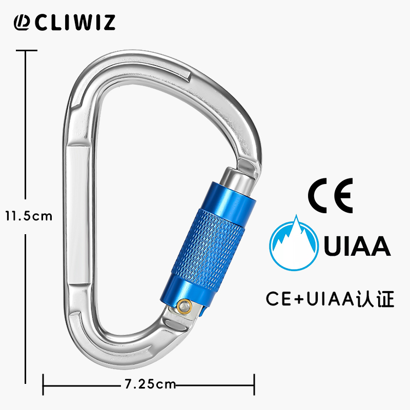 Mountaineering Buckle Outdoor Climbing Equipment Wear Resistant Pear Shaped Automatic Lock Safety Hook Aluminum Alloy Automatic 2-Stage Main Lock