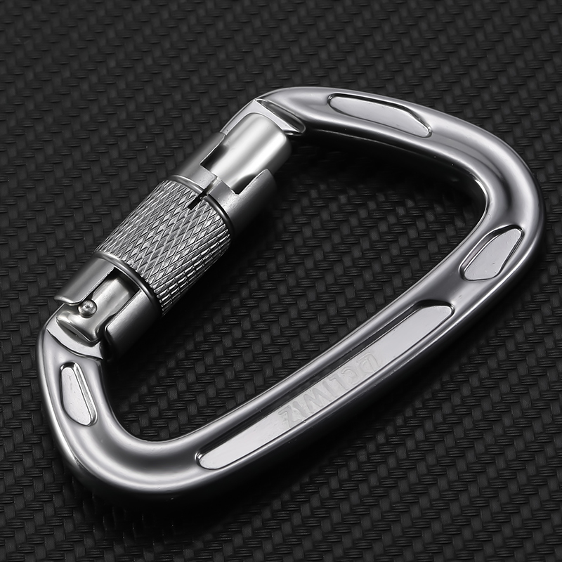 Mountaineering Buckle Outdoor Mountaineering Climbing Equipment Wear resistant D-type Automatic Lock Safety Hook Aluminum Alloy Automatic 2-Stage Main Lock