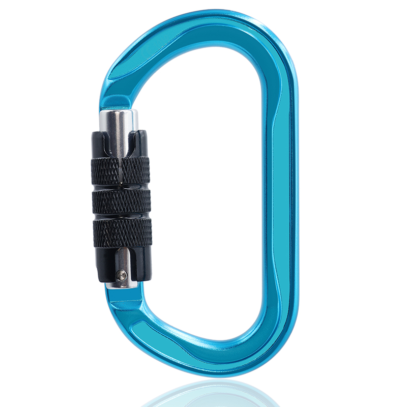 Mountaineering Buckle Outdoor Mountaineering Climbing Equipment Wear resistant O-shaped Flattening Safety Hook Aluminum Alloy Automatic 2-Stage Main Lock