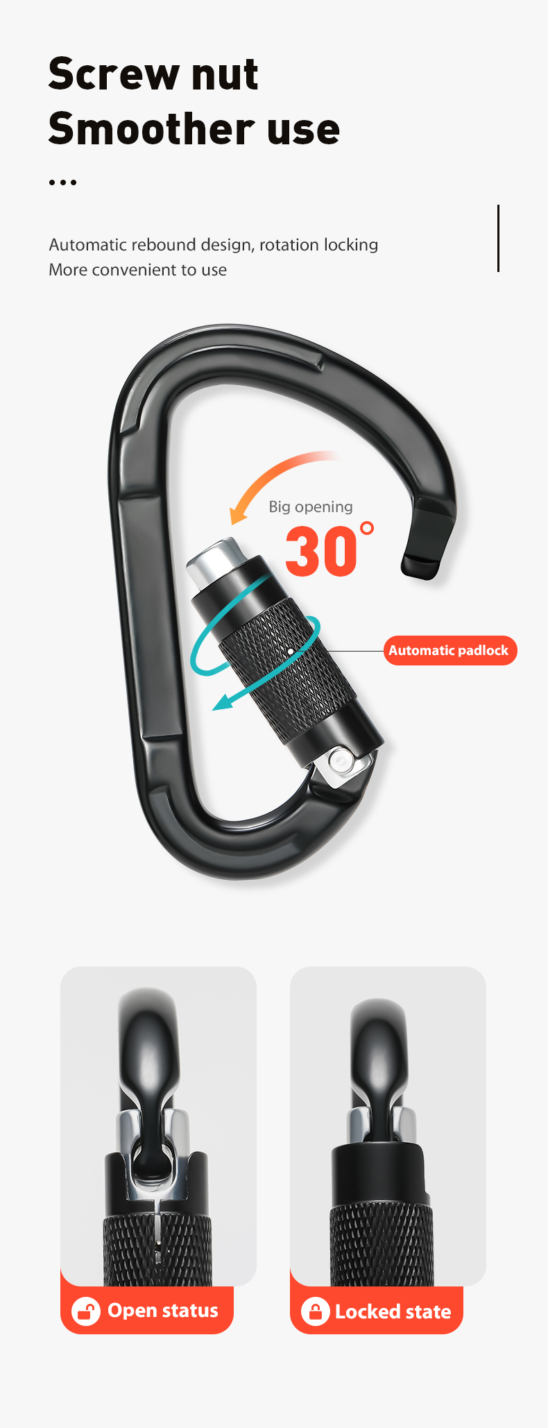 Mountaineering Buckle Outdoor Climbing Equipment Wear Resistant Pear Shaped Automatic Lock Safety Hook Aluminum Alloy Automatic 2-Stage Main Lock Mountaineering Buckle Outdoor Climbing Equipment Wear Resistant Pear Shaped Automatic Lock Safety Hook Aluminum Alloy Automatic 2-Stage Main Lock