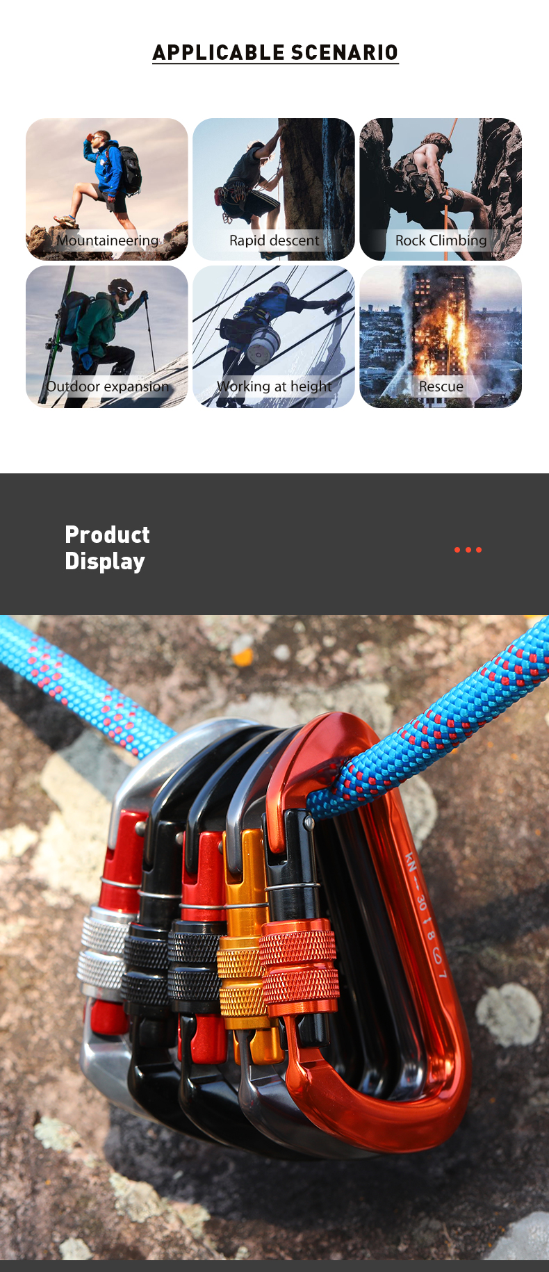 Mountaineering Buckle Outdoor Climbing Equipment Wear Resistant D-Type Safety Hook Aluminum Alloy Thread