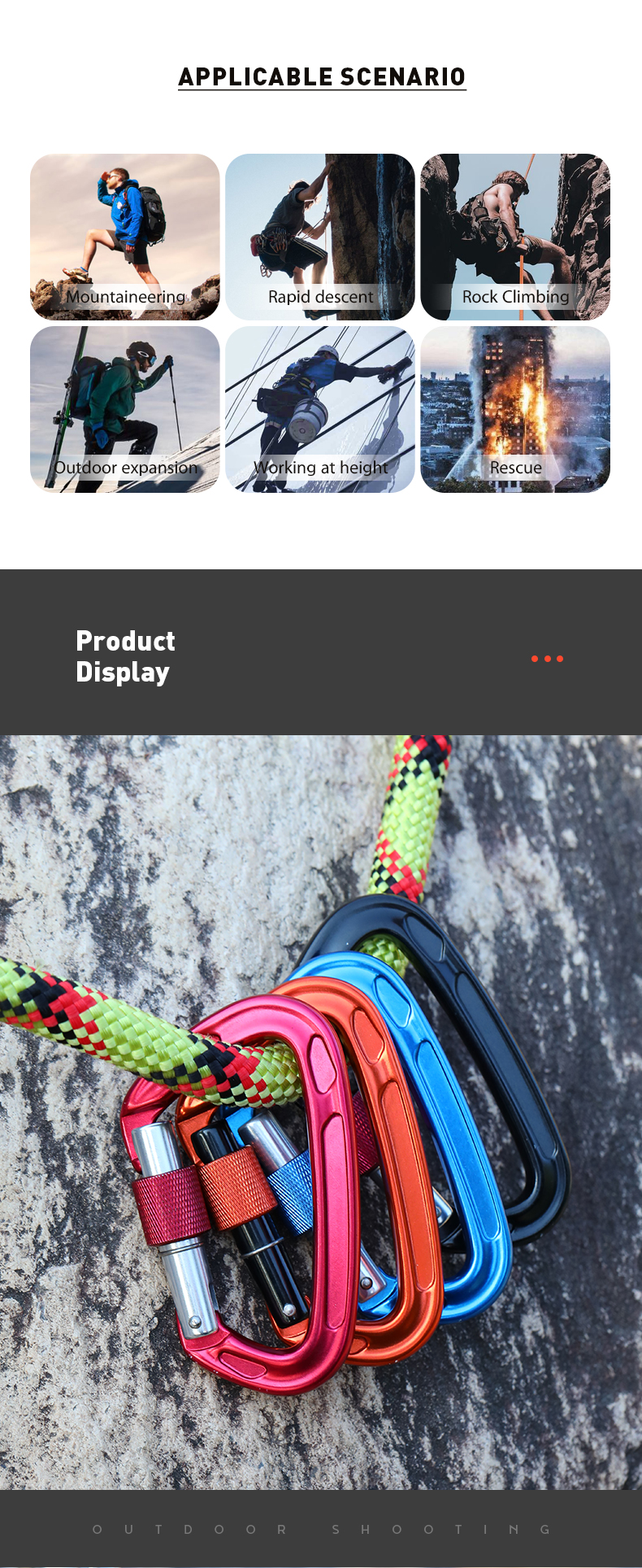 Mountaineering Buckle Outdoor Climbing Equipment Wear Resistant D-Type Safety Hook Aluminum Alloy Thread