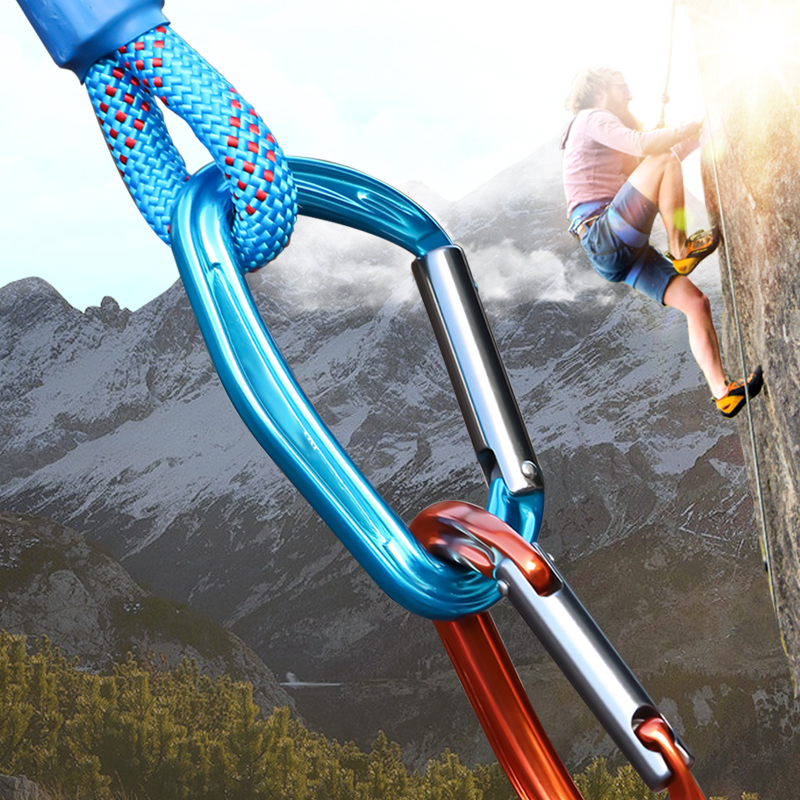 Mountaineering Buckle Outdoor Climbing Equipment Wear Resistant D-Type Safety Hook Aluminum Alloy Straight Door Quick Hanging
