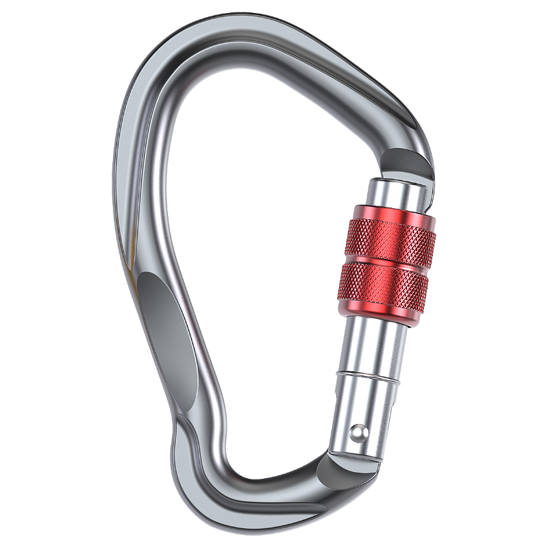 Mountaineering Buckle Outdoor Mountaineering Climbing Equipment Wear Resistant HMS Type Safety Hook Aluminum Alloy Threaded Main Lock Main Lock