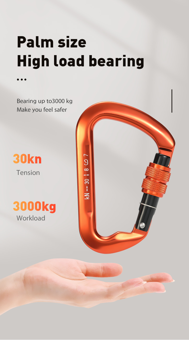 Mountaineering Buckle Outdoor Climbing Equipment Wear Resistant D-Type Safety Hook Aluminum Alloy Thread