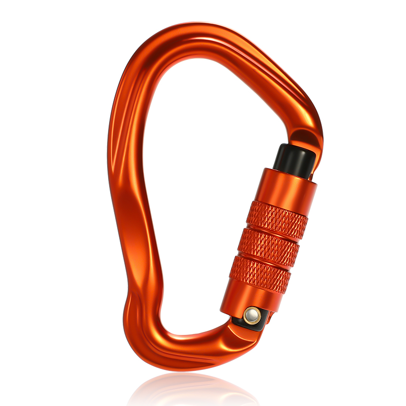 Mountaineering Buckle Outdoor Mountaineering Climbing Equipment Wear Resistant HMS Type Safety Hook Aluminum Alloy Automatic 2-Stage Main Lock