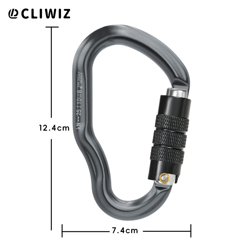 Mountaineering Buckle Outdoor Mountaineering Climbing Equipment Wear Resistant HMS Type Safety Hook Aluminum Alloy Automatic 2-Stage Main Lock