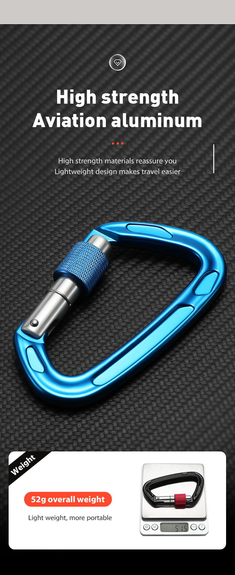 Mountaineering Buckle Outdoor Climbing Equipment Wear Resistant D-Type Safety Hook Aluminum Alloy Thread