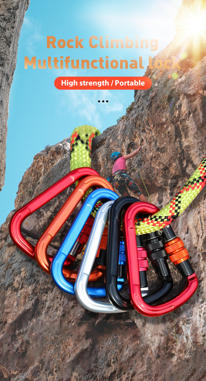 Mountaineering Buckle Outdoor Climbing Equipment Wear Resistant Pear Shaped Safety Hook Aluminum Alloy Threaded Main Lock Mountaineering Buckle Outdoor Climbing Equipment Wear Resistant Pear Shaped Safety Hook Aluminum Alloy Threaded Main Lock