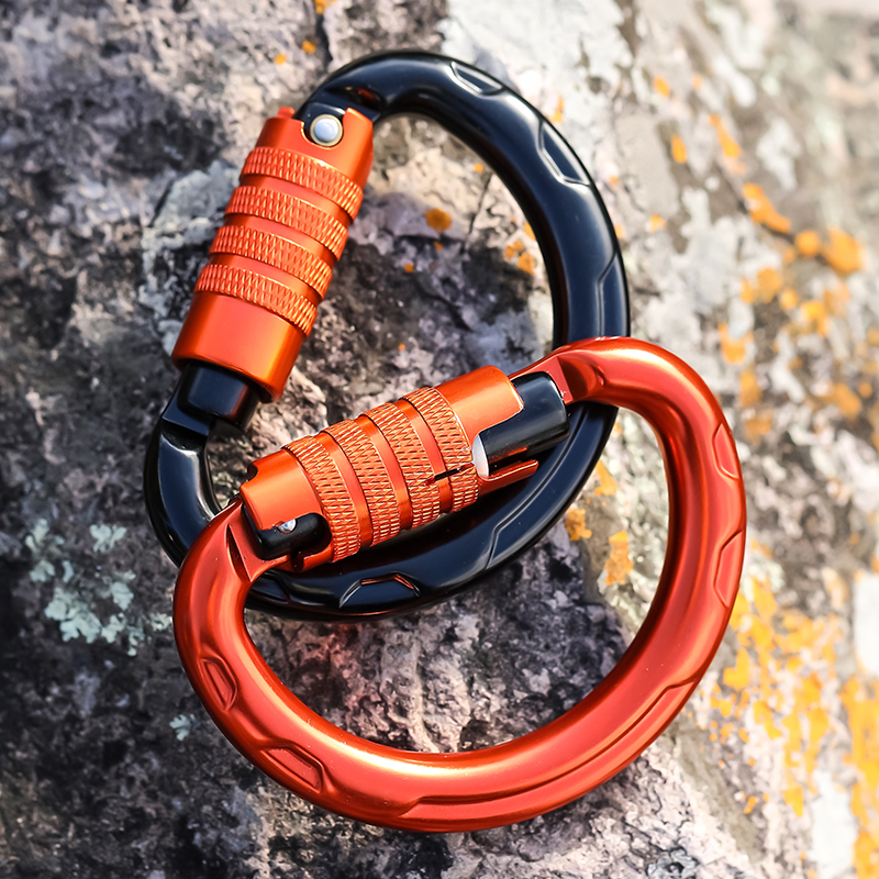 Mountaineering Buckle, Outdoor Climbing Equipment, Wear-Resistant Semi-Circular Safety Hook, Aluminum Alloy Automatic 3-Section Main Lock