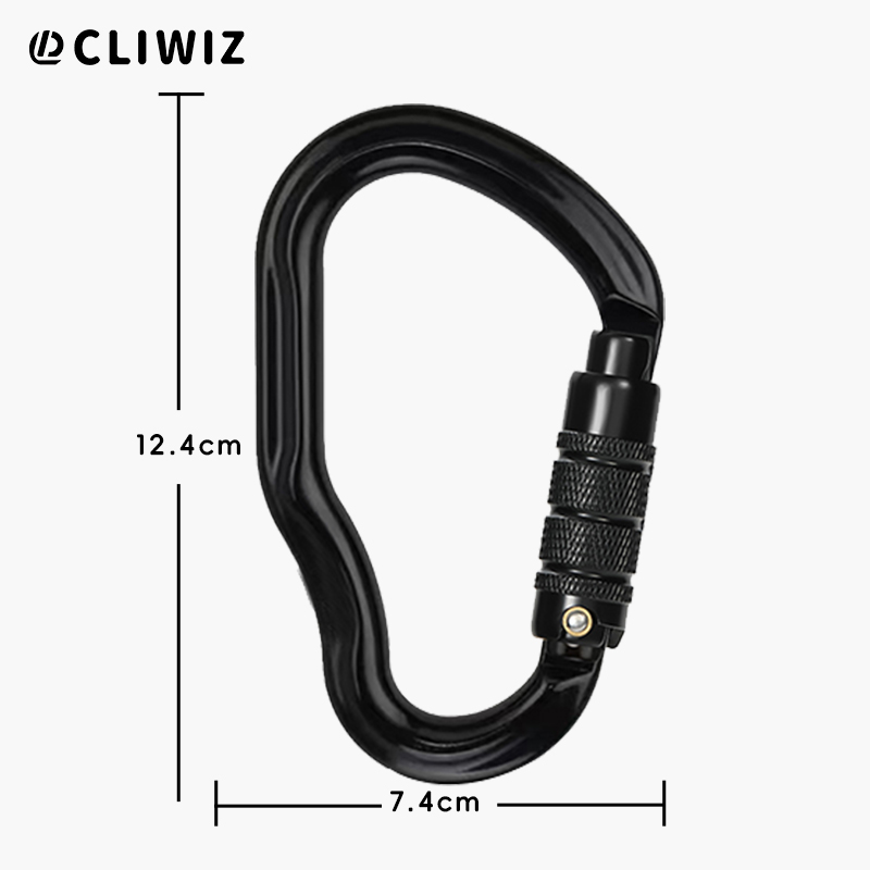 Mountaineering Buckle Outdoor Mountaineering Climbing Equipment Wear Resistant HMS Type Safety Hook Aluminum Alloy Automatic 2-Stage Main Lock