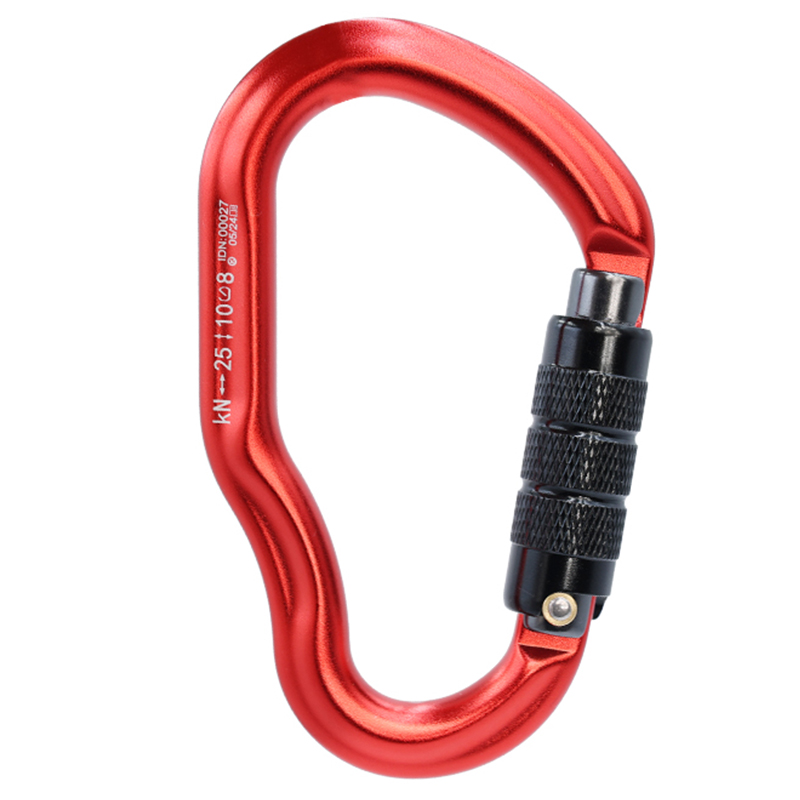Mountaineering Buckle Outdoor Mountaineering Climbing Equipment Wear Resistant HMS Type Safety Hook Aluminum Alloy Automatic 2-Stage Main Lock