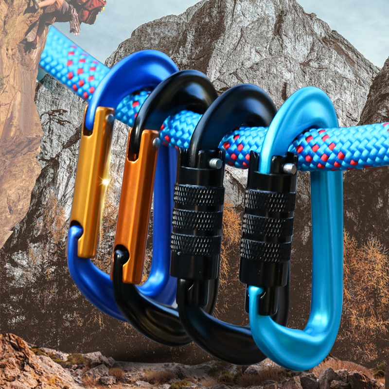 CLIWIZ 12KN Professional D-Shaped Aluminum Carabiner Key Hooks Lip Camping Keyring Snap Hook Outdoor Hiking Tool