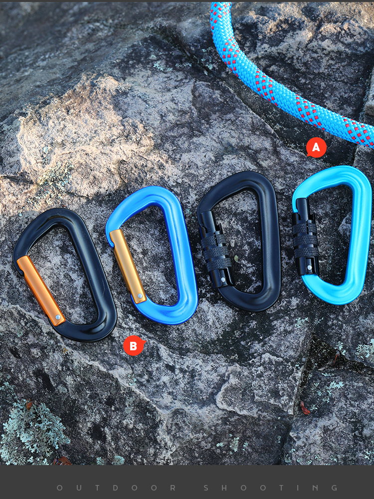 CLIWIZ 12KN Professional D-Shaped Aluminum Carabiner Key Hooks Lip Camping Keyring Snap Hook Outdoor Hiking Tool