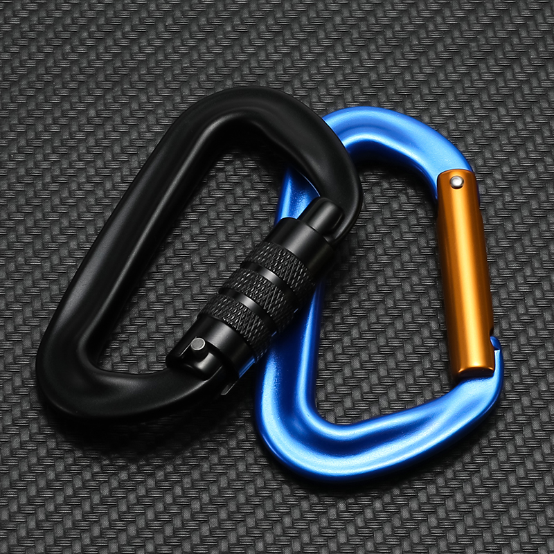 CLIWIZ 12KN Professional D-Shaped Aluminum Carabiner Key Hooks Lip Camping Keyring Snap Hook Outdoor Hiking Tool